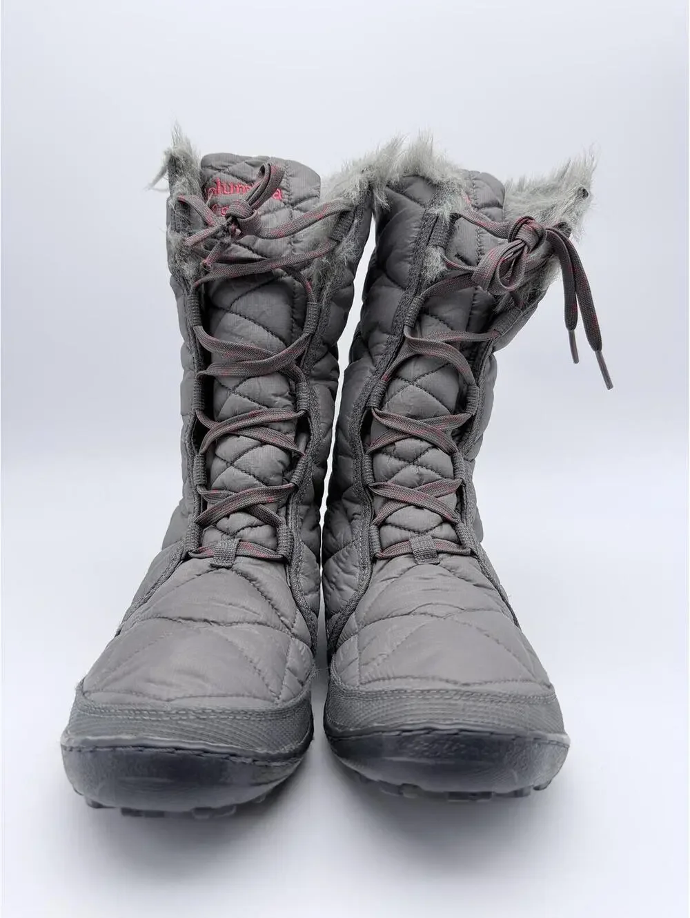 Columbia Minx Mid II‎ Omni-Heat Womens 9 Gray Faux Fur Winter Boots YL5164-051